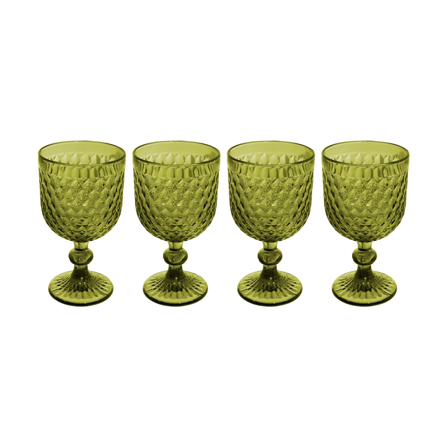 Casa Domani Caterina Wine Glass 4Pc Green Gift Boxed