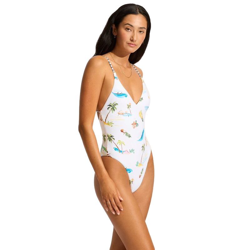 Seafolly V Neck One Piece White