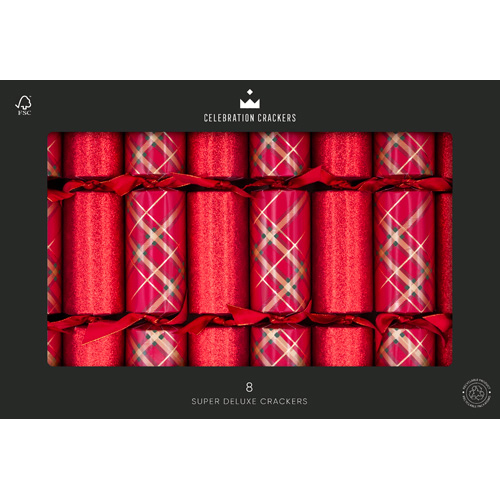 The Paperie Super Deluxe Crackers 14 In. Tartan (8 Pack)