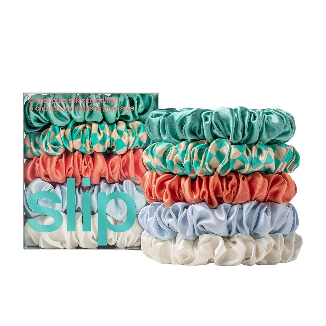 Slip Midi Scrunchies - Set Of 5