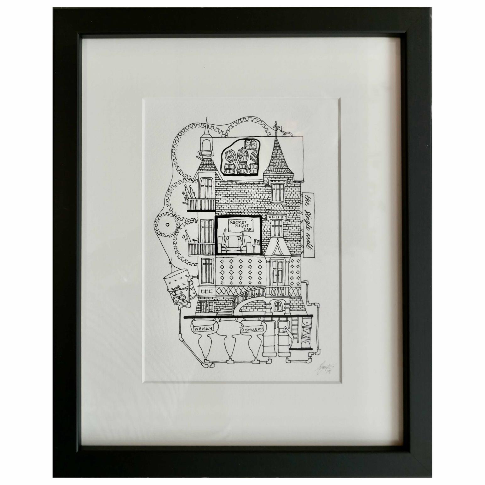 Ellie Compton Single Malt Print A5 Framed