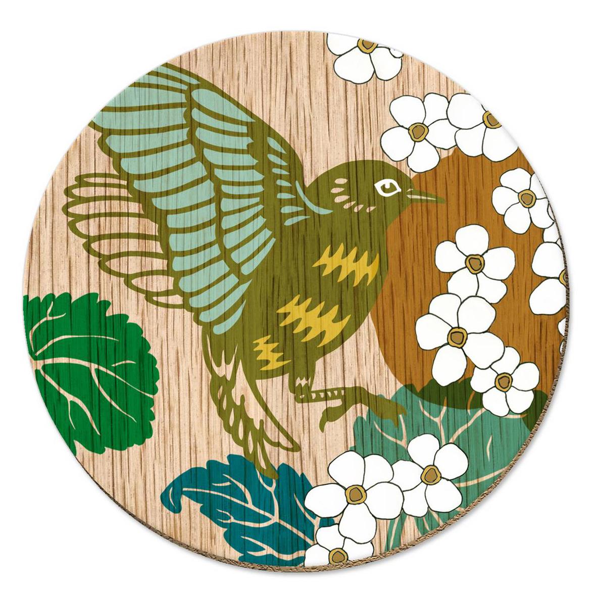 Tanya Wolfkamp Screenprint Tauhou Waxeye Coaster