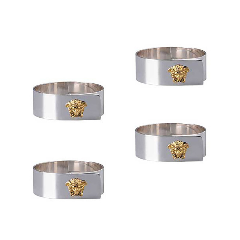 Versace Medusa Napkin Rings Set Of 4 Silver-Gold