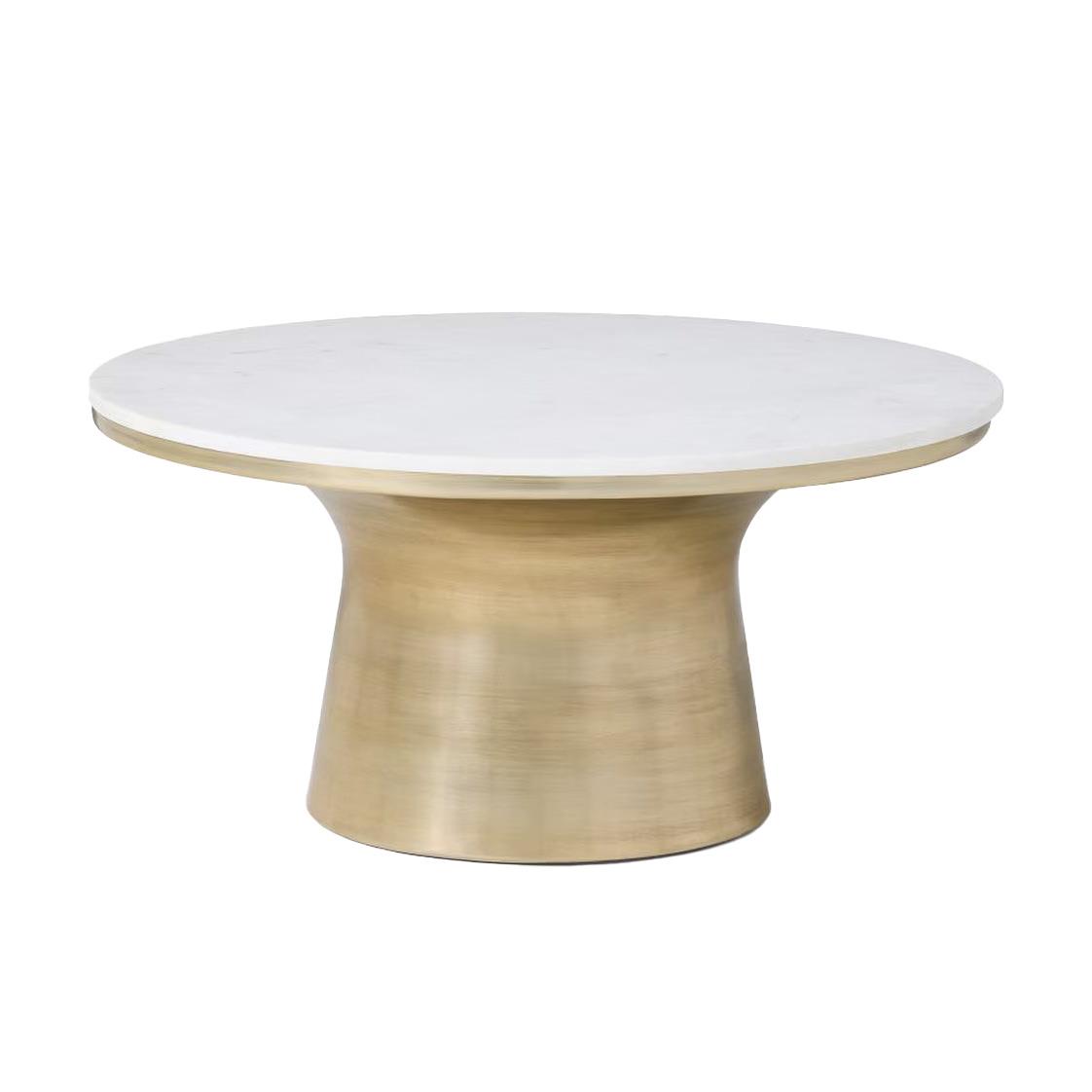 West Elm Marble Topped Pedestal Coffee Table