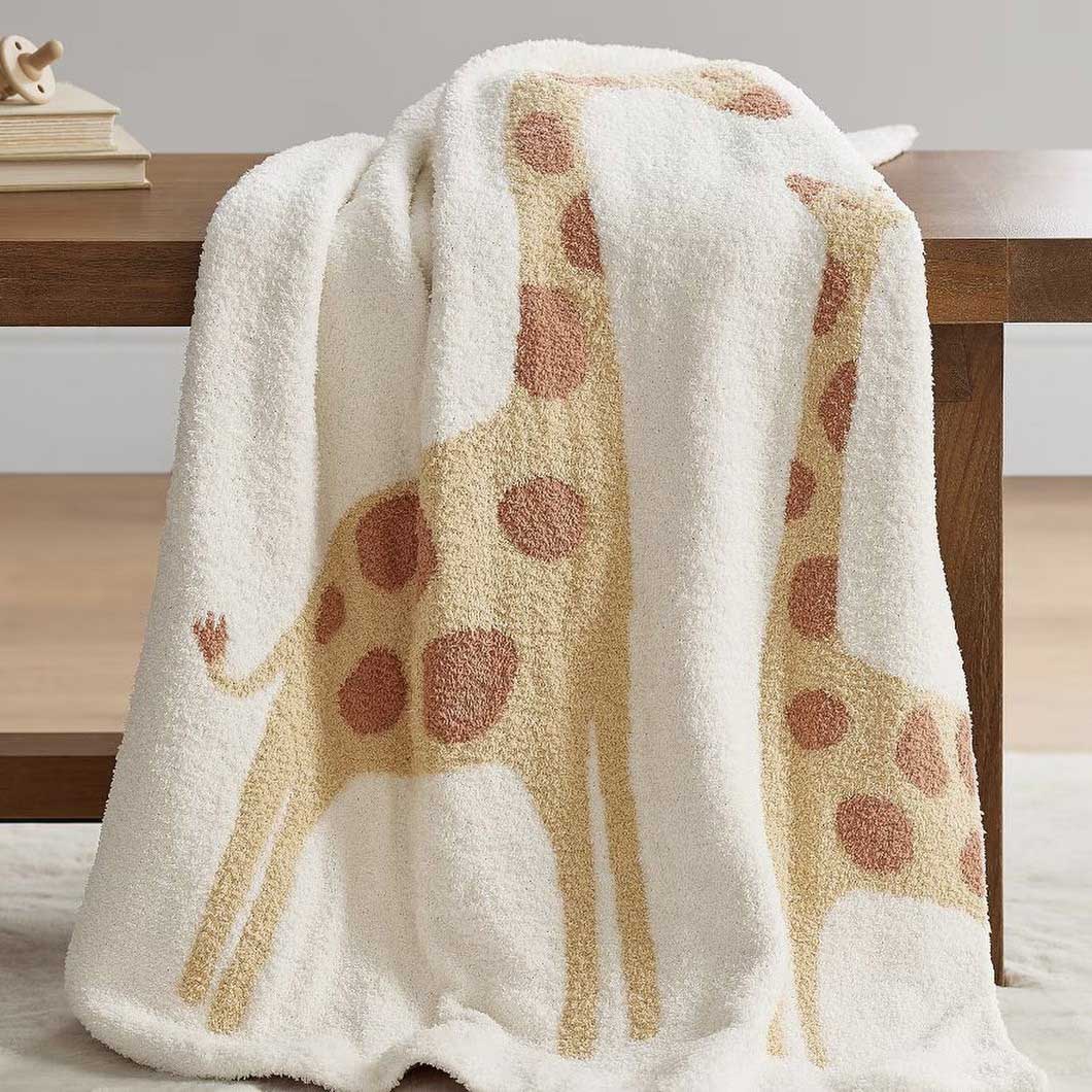 Pottery Barn Kids Fuzzy Giraffe Stroller Blanket