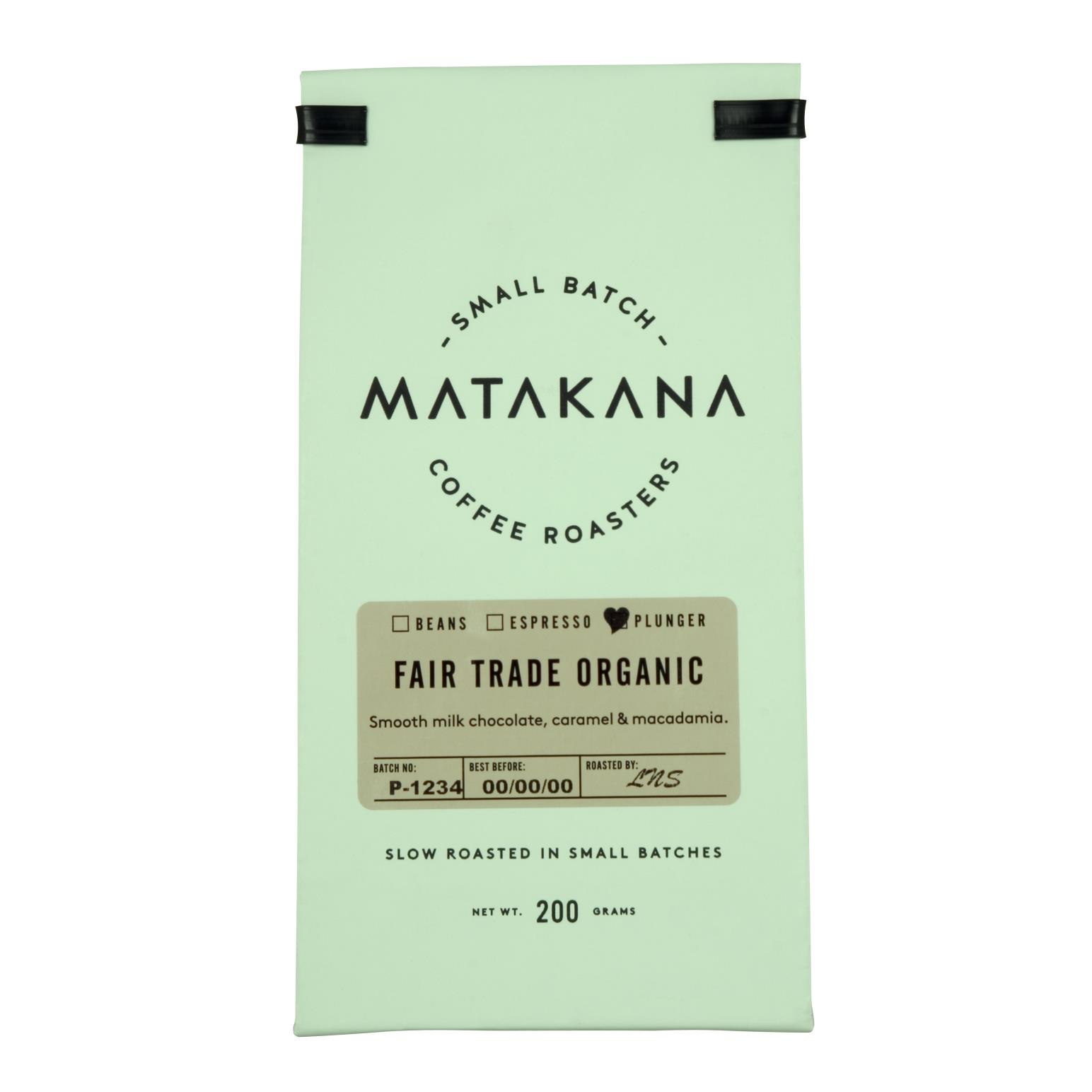 Matakana Coffee Roasters Fair Trade Organic Plunger Coffee 200g