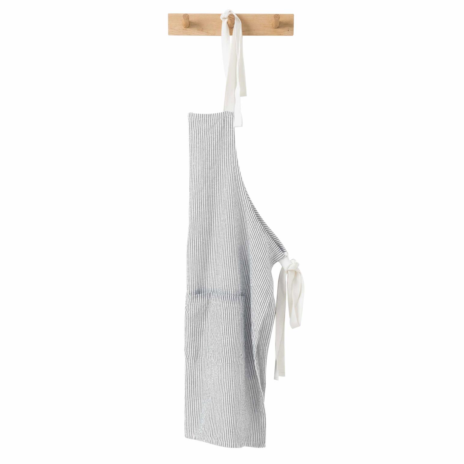 Città Stripe Washed Cotton Apron Grey  70X90Cm