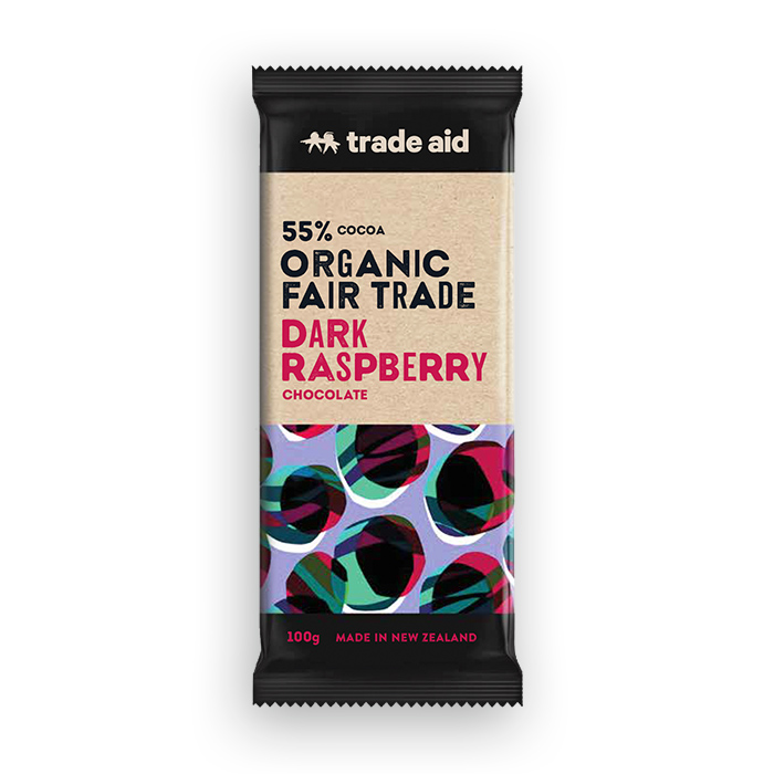 Trade Aid Organic 55% Dark Raspberry Chocolate 100g