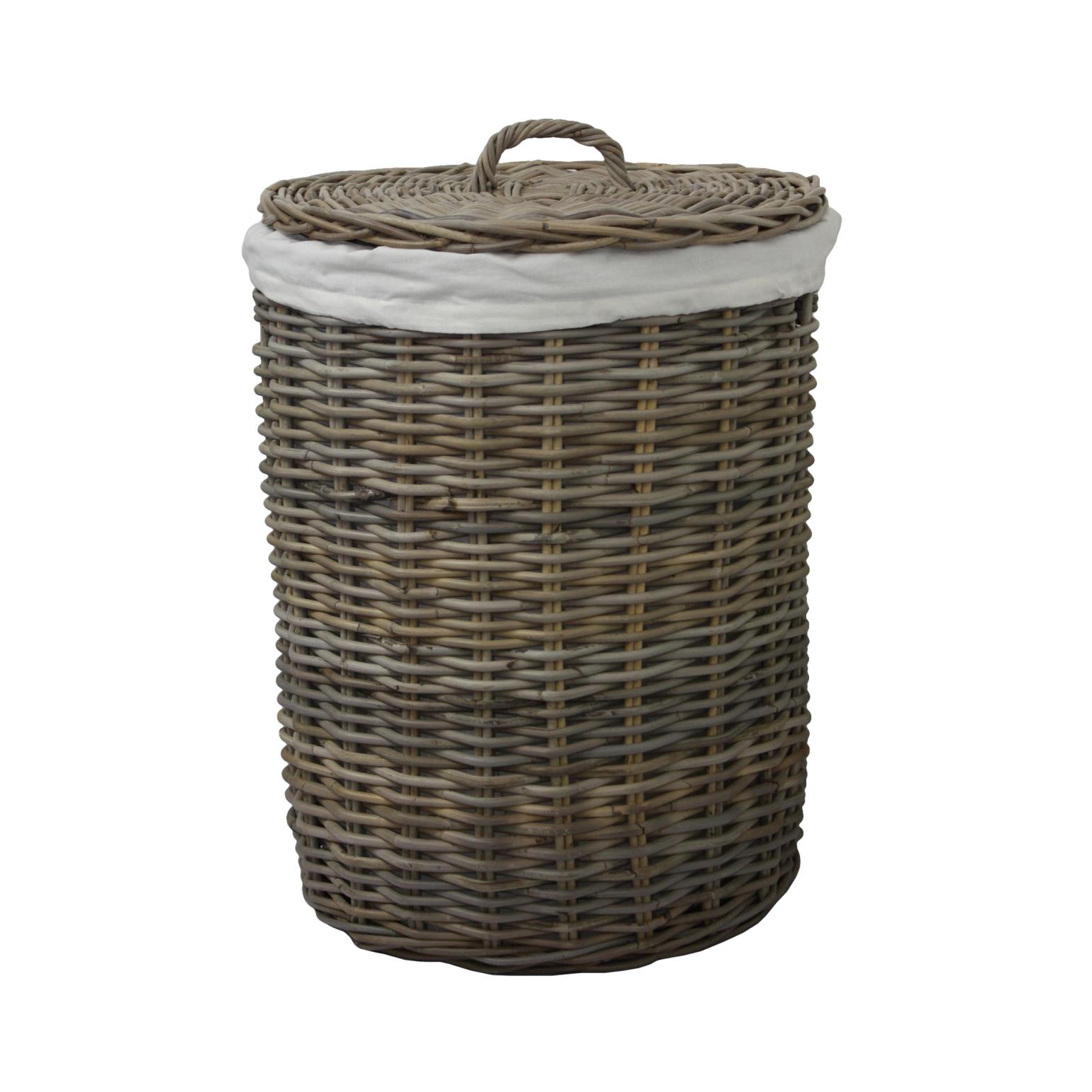 French Country Round Rattan Laundry Basket Large