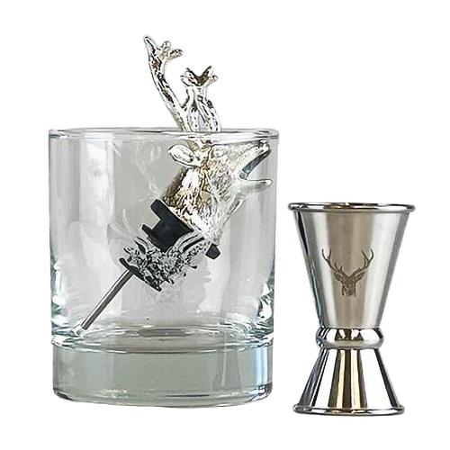 Just Slate Glass, Pourer & Jigger Set - Stag