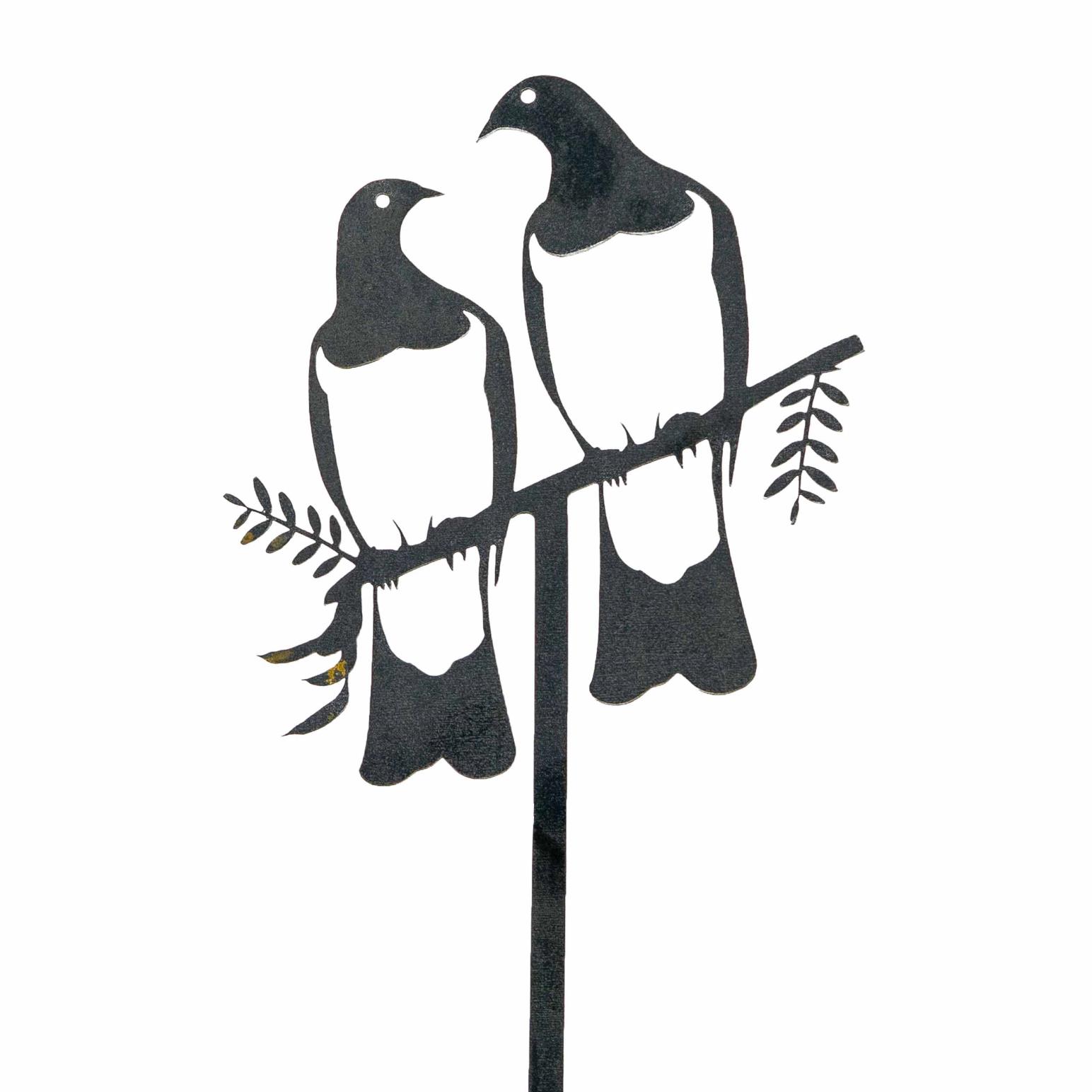 Metalbirds Kereru Pair Plant Stake 100cm