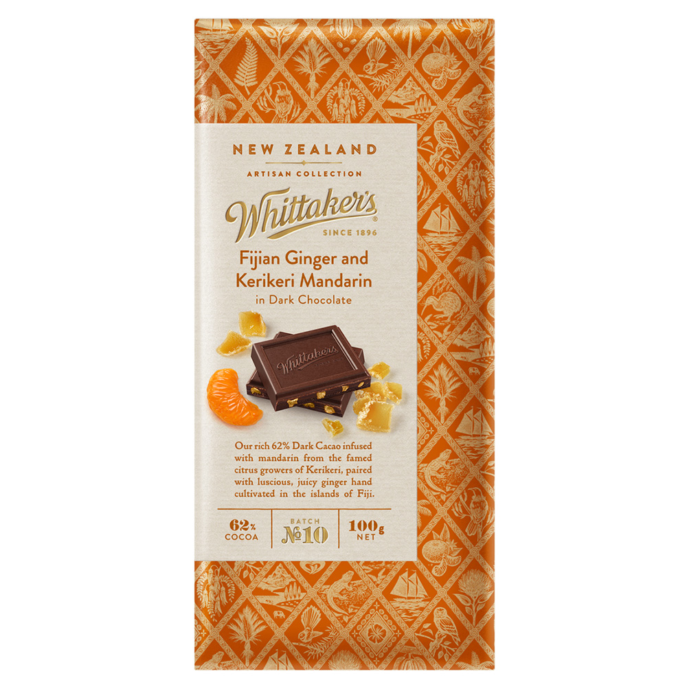 Whittaker's Ginger And Mandarin In Dark Chocolate 100g