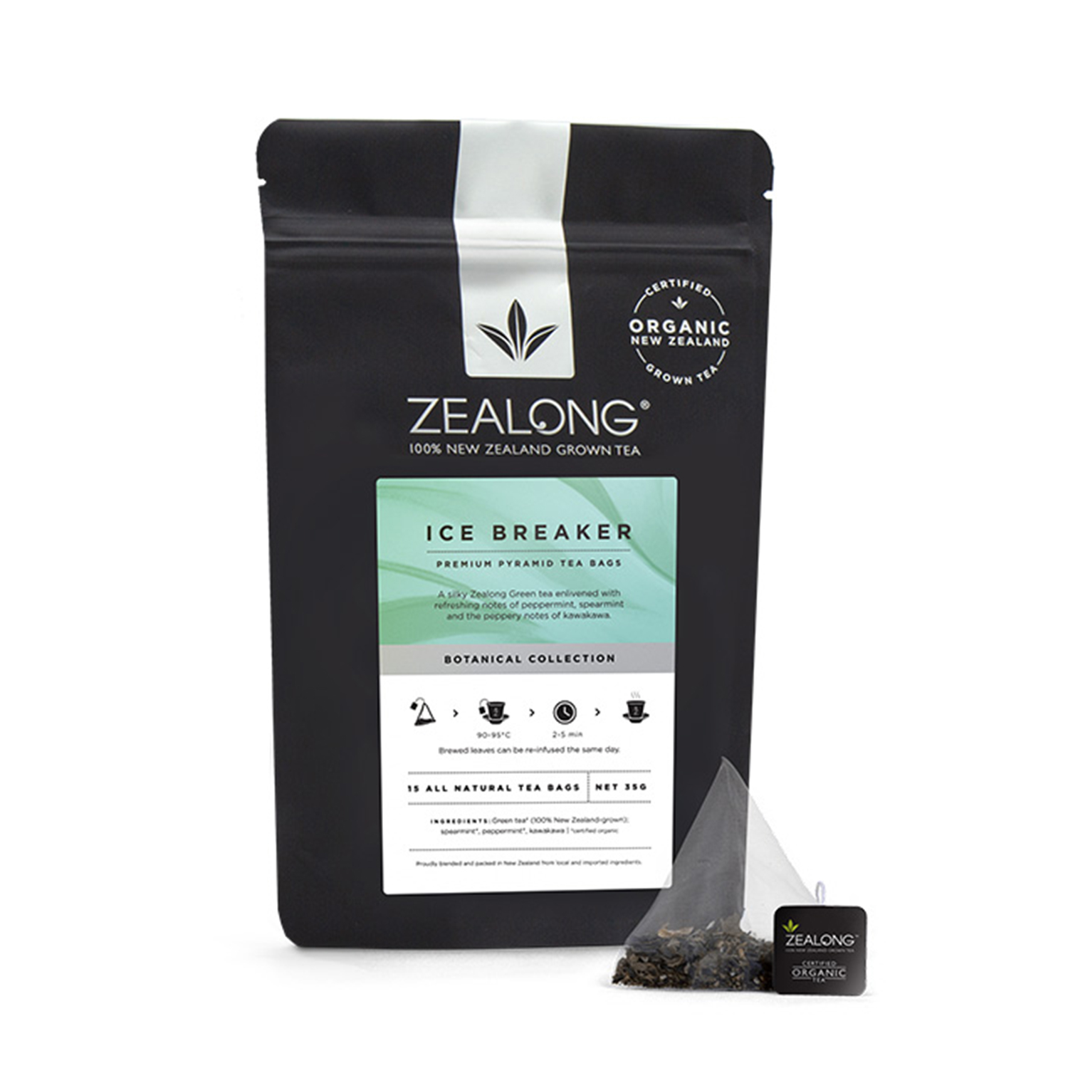 Zealong Ice Breaker Green Tea Bags With Mint & Kawakawa 35g