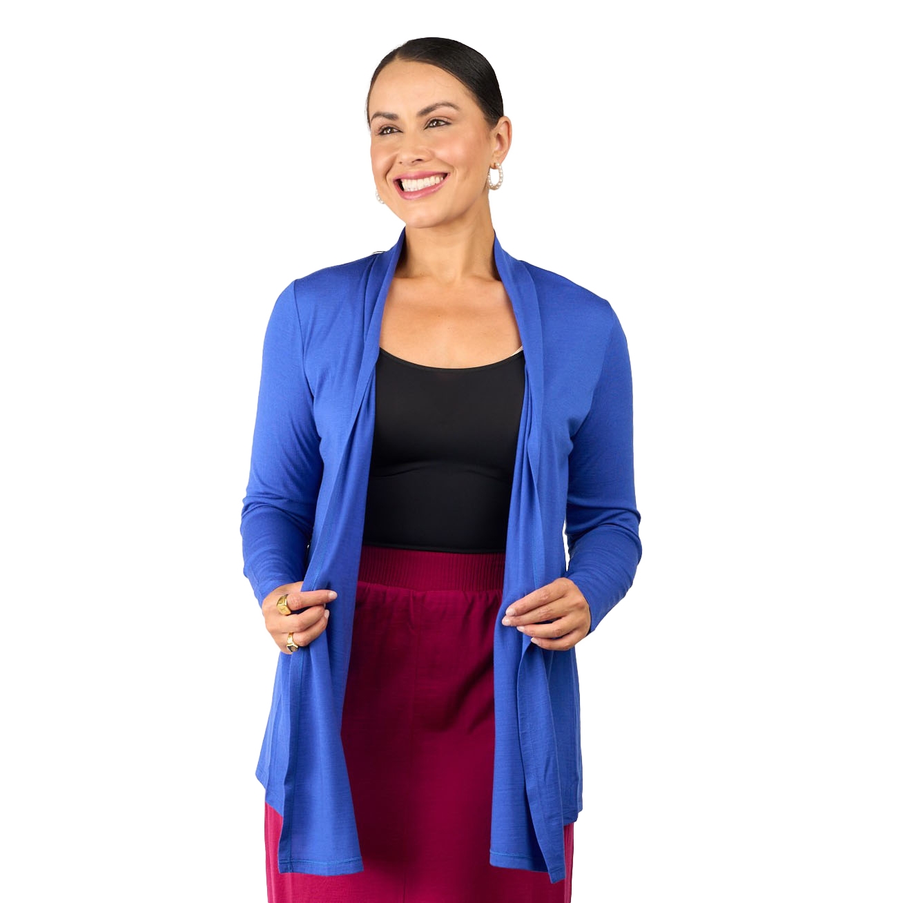 B Merino Waterfall Cardigan