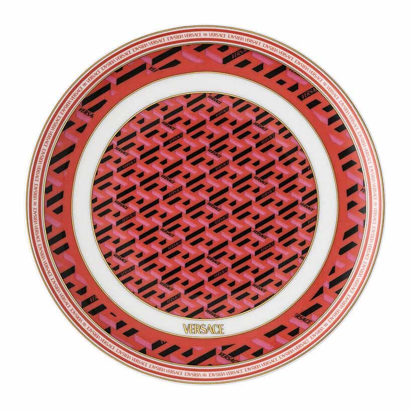 Versace Le Greca Round Plate 17cm - Red