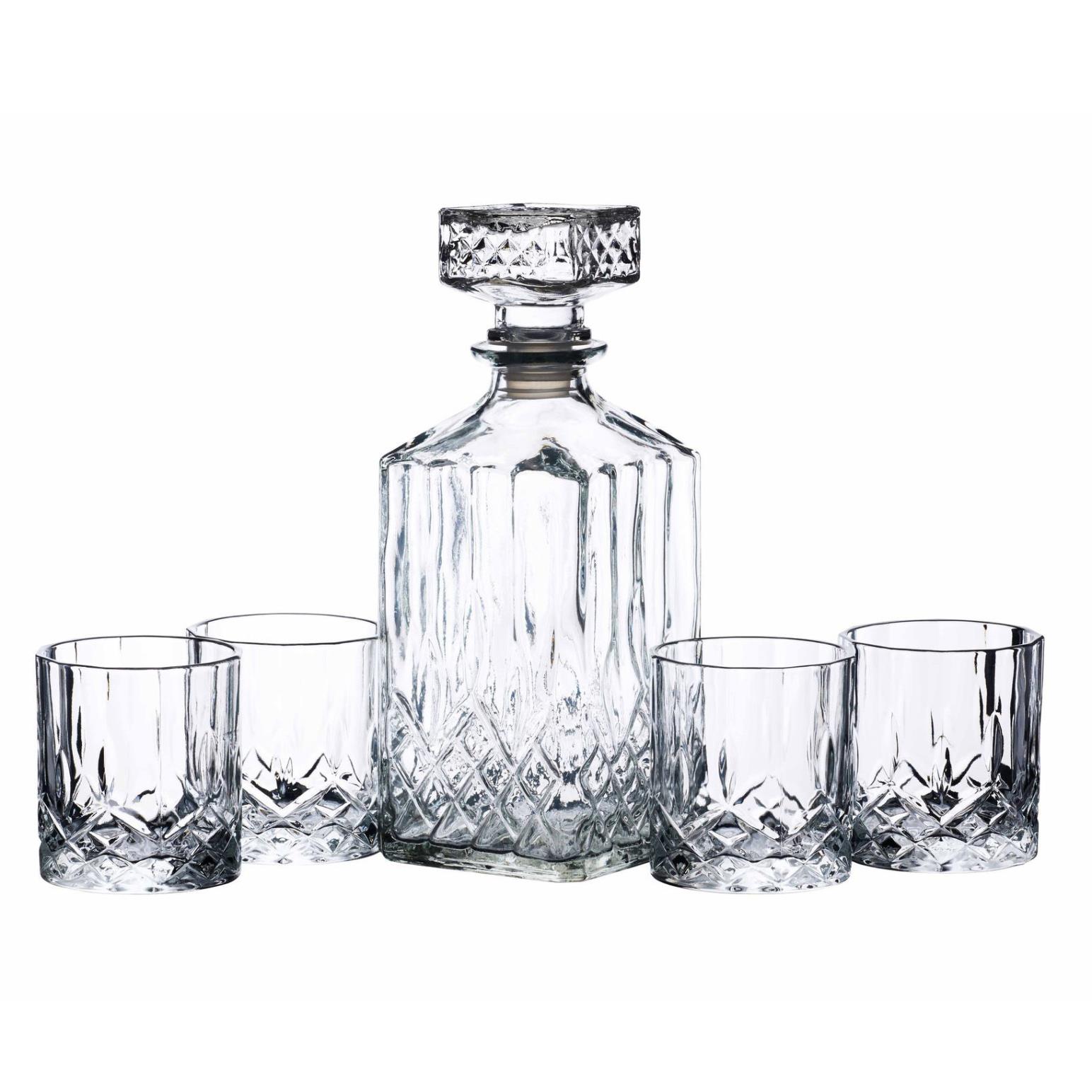 Barcraft Cut Glass Decanter & Glasses 5 Piece Set