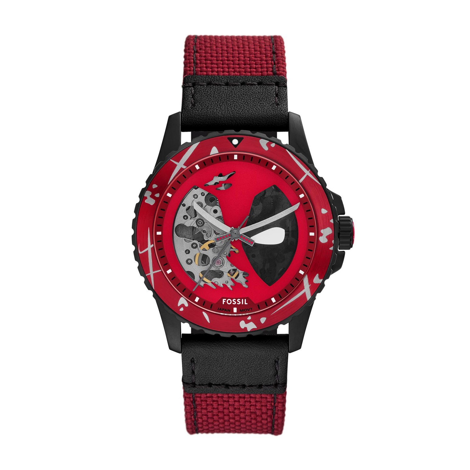 Marvel x Fossil Deadpool Limited Edition Automatic Red and Black Watch