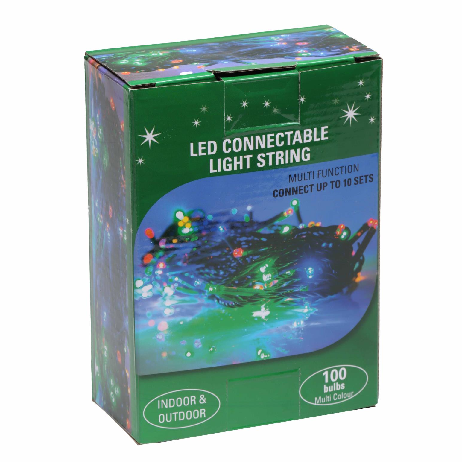 In/Outdoor String 100 Multi Colour Connectable Lights - Enclosed Pins