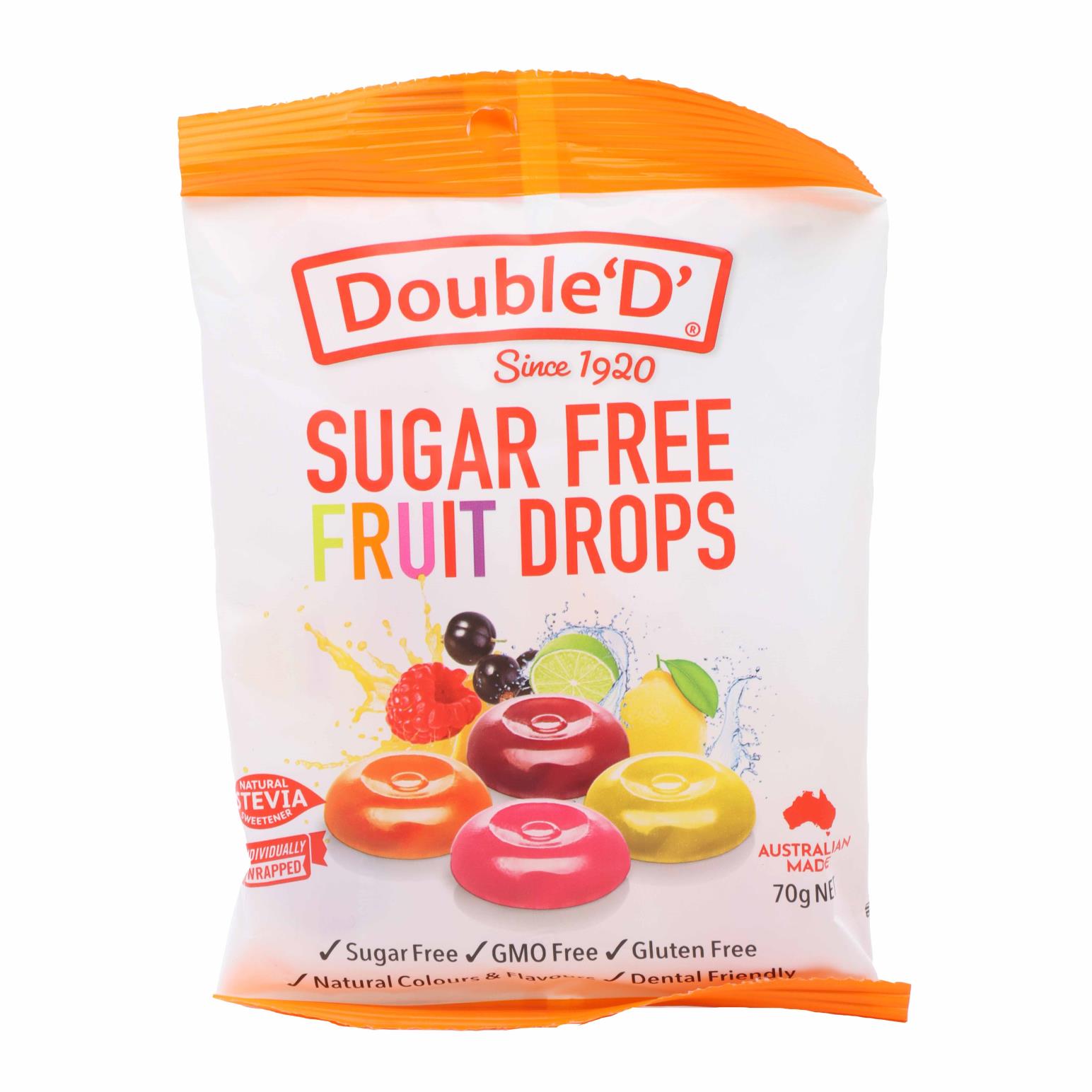 Double D Sugar Free Fruit Drops - 70g