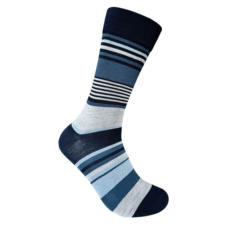 DS Socks Mens Classic Dress Sock Irregular Stripe Relaxed Top Socks