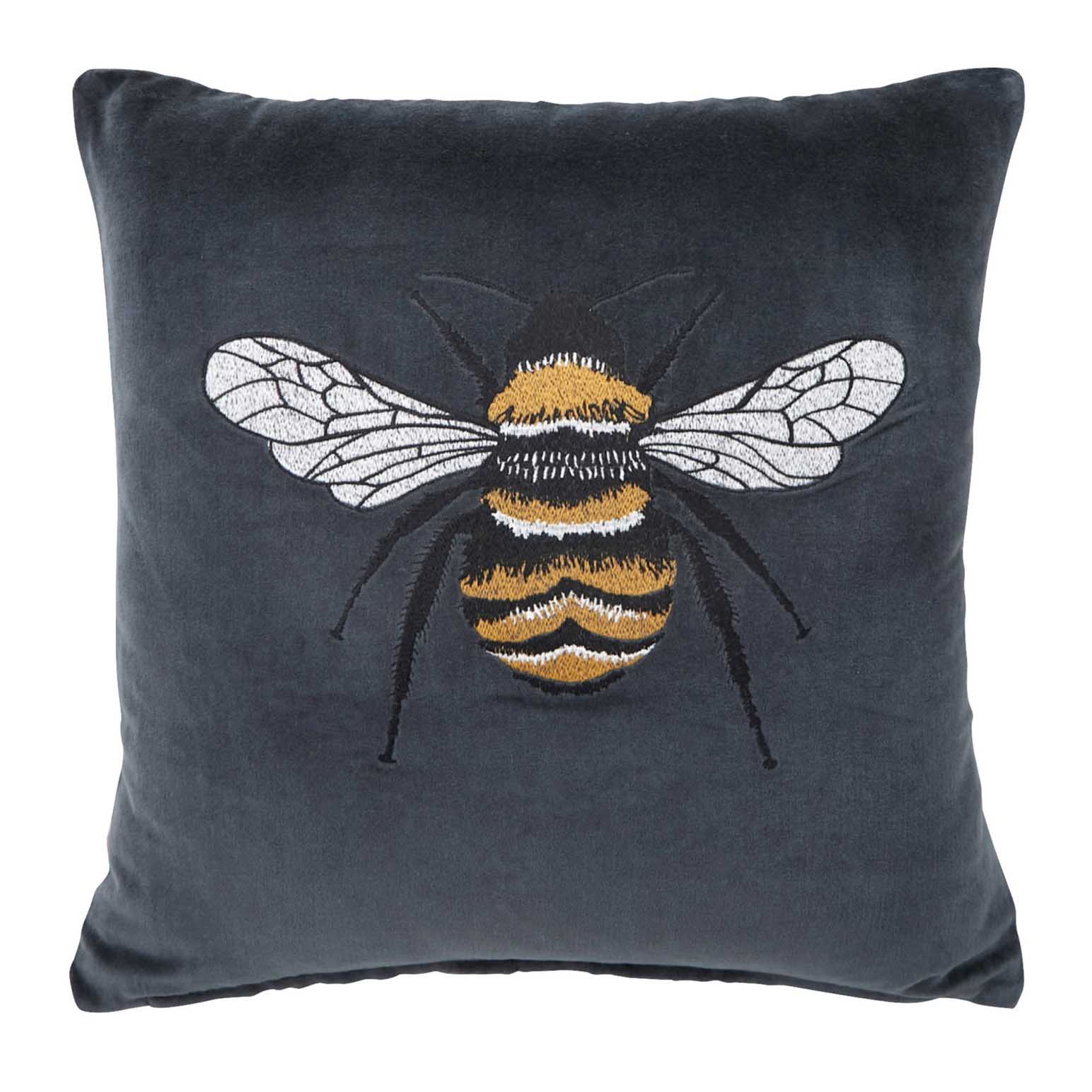 Wallace Cotton Bee Embroidered Square Cushion Cover