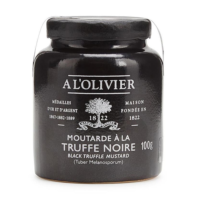 A L'Olivier Black Truffle Mustard In Stone Jar 100g