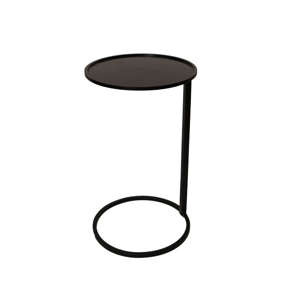 French Country Small Black Circle Couch Side Table