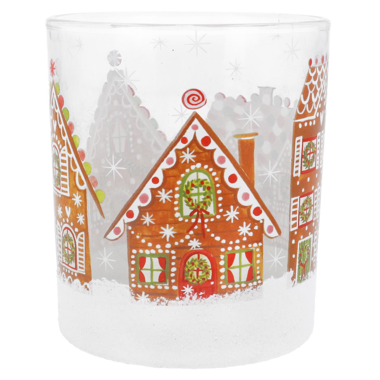 Gisela Graham Gingerbread House Glass Nite-Lite Pot