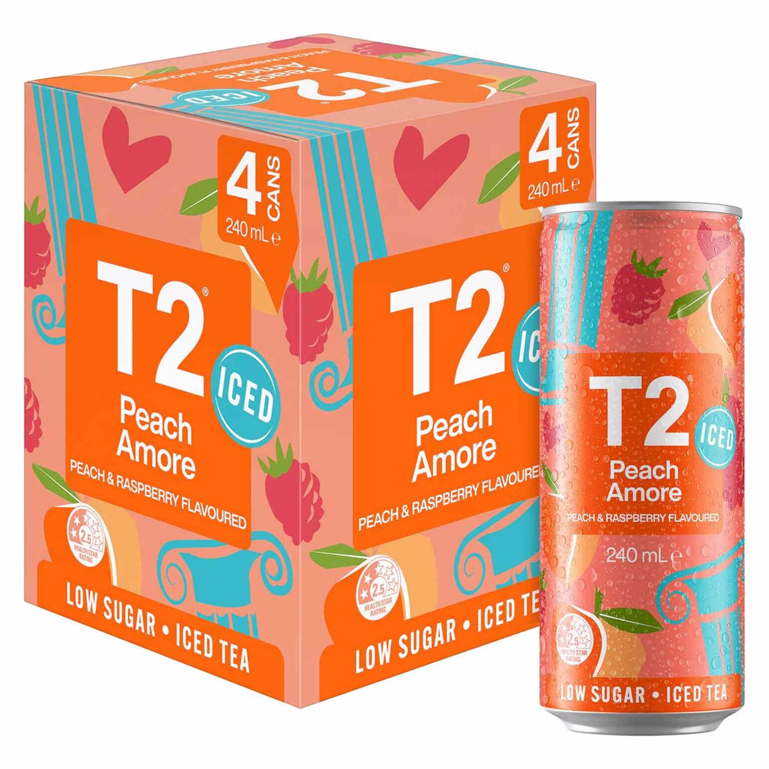 T2 Peach Amore Iced Tea 4 x 240ml