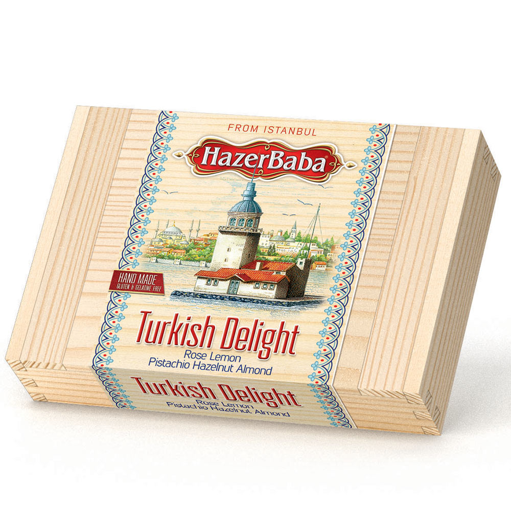 Hazer Baba Mixed Fruit & Nuts Turkish Delight in a Wooden Box 227g