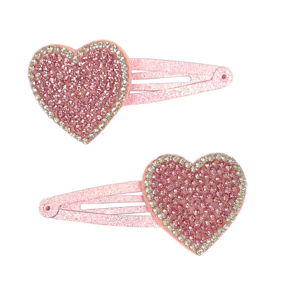 Pink Poppy Pink Rhinestone Heart Hair Clips