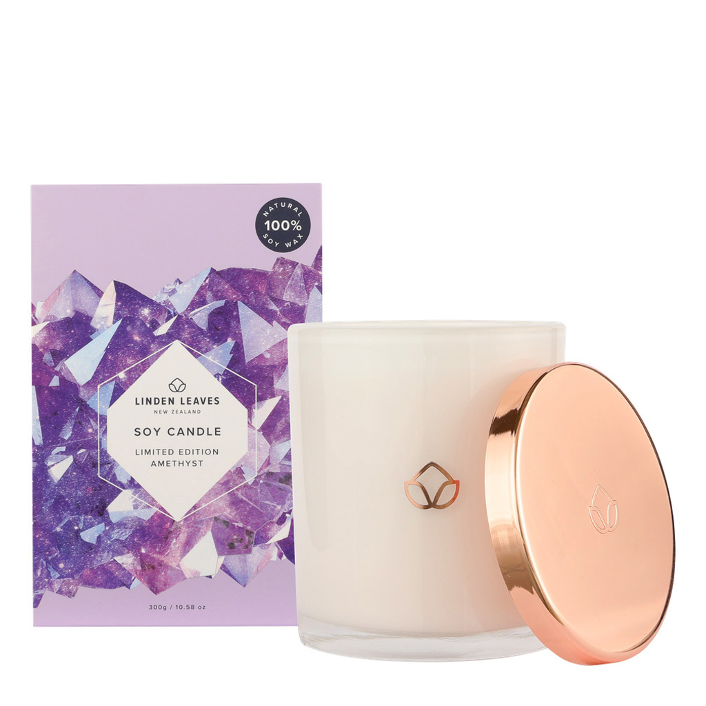 Linden Leaves Limited Edition Amethyst Soy Candle 300g