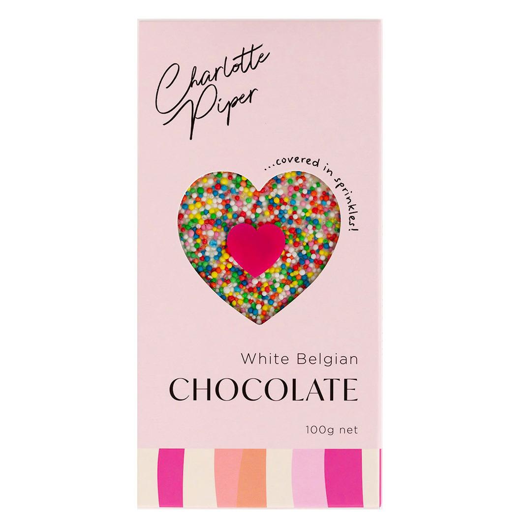 Charlotte Piper Belgian White Chocolate Bar with Sprinkles 100g