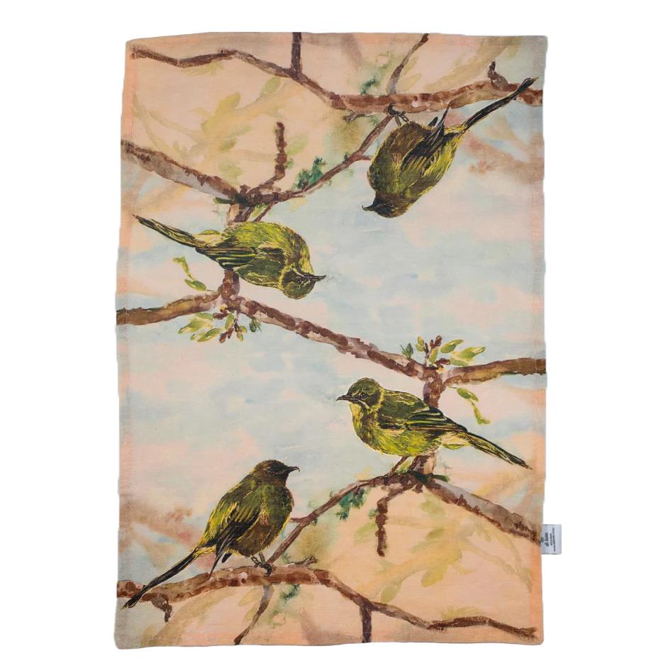 Ali Davies Korimako Bellbird Tea Towel