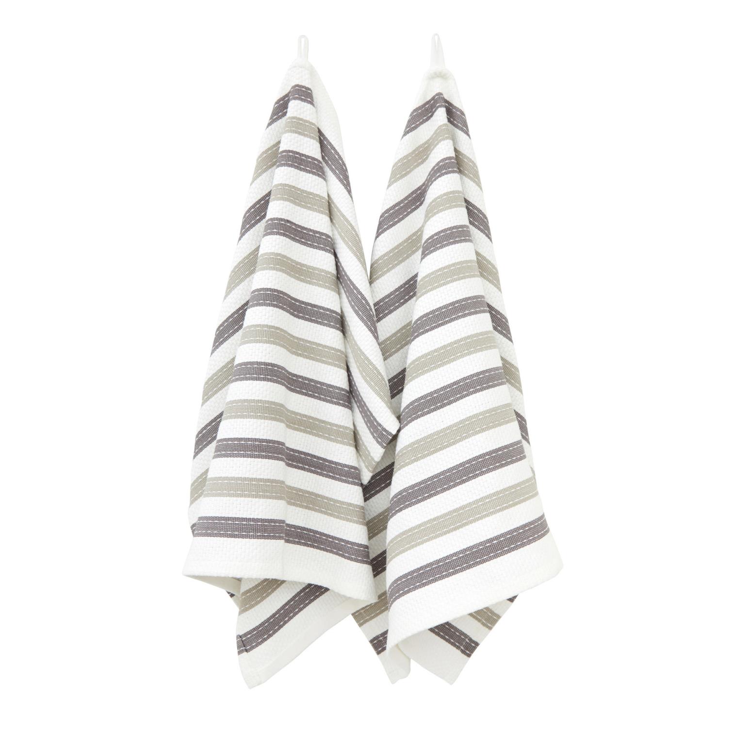 Wallace Cotton WC Stripe Tea Towel Set Of 2