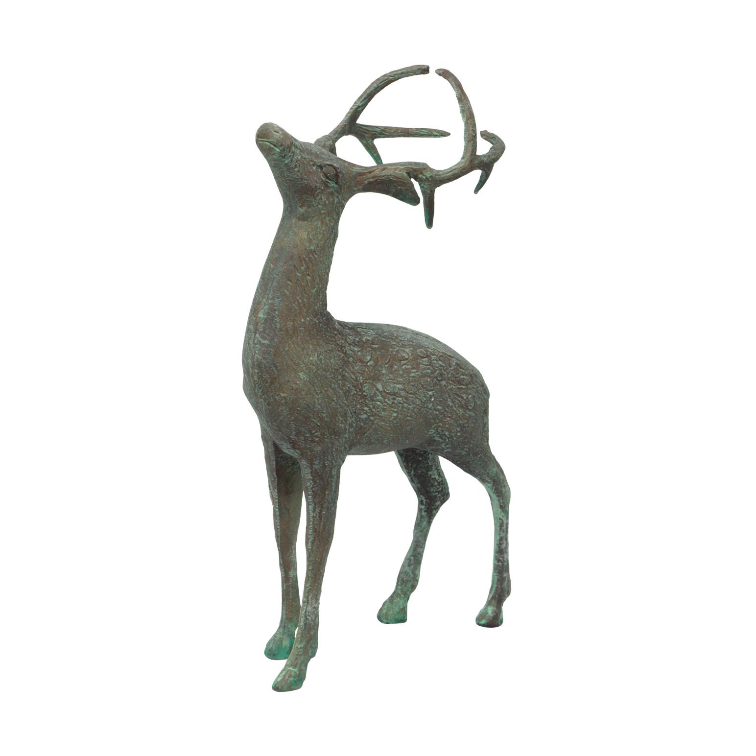 French Country Reindeer Head Up Brass Antique