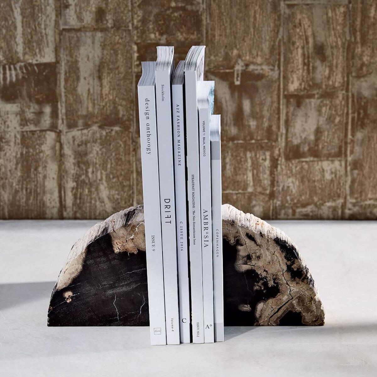 West Elm Petrified Wood Bookend Set Of 2