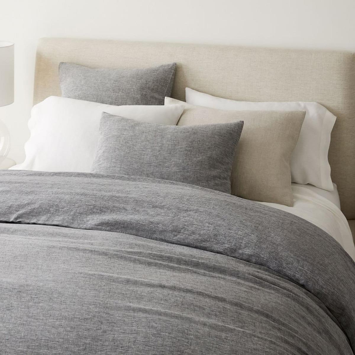 West Elm Belgian Flax Linen Melange Duvet Double Slate