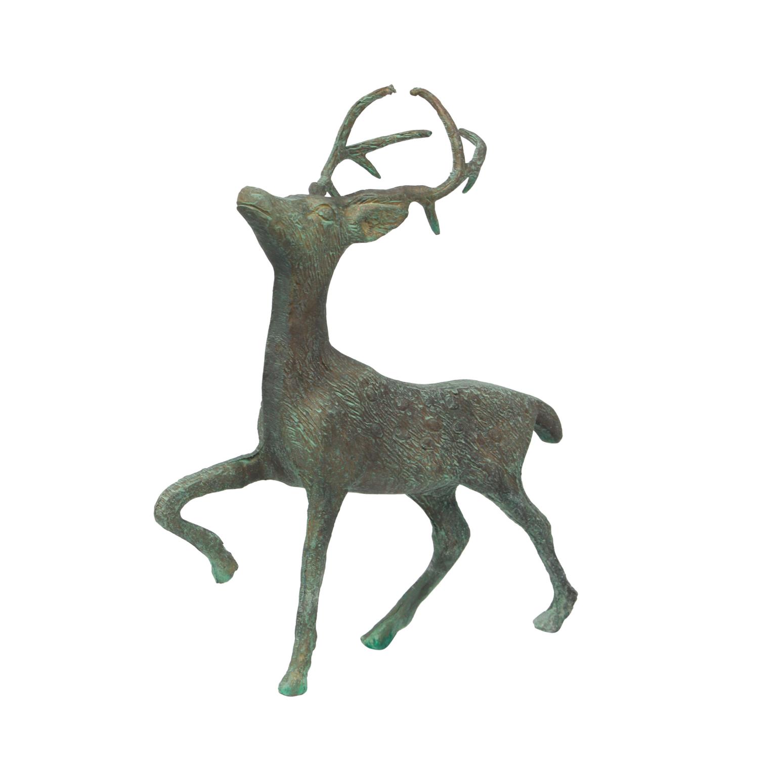 French Country Reindeer Stag Large Brass Antique