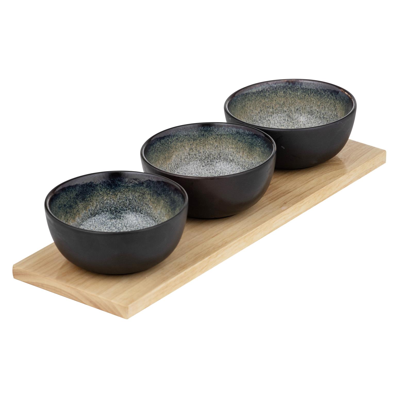 Ladelle Fusion Mocha 4Pc Bowl & Tray Set