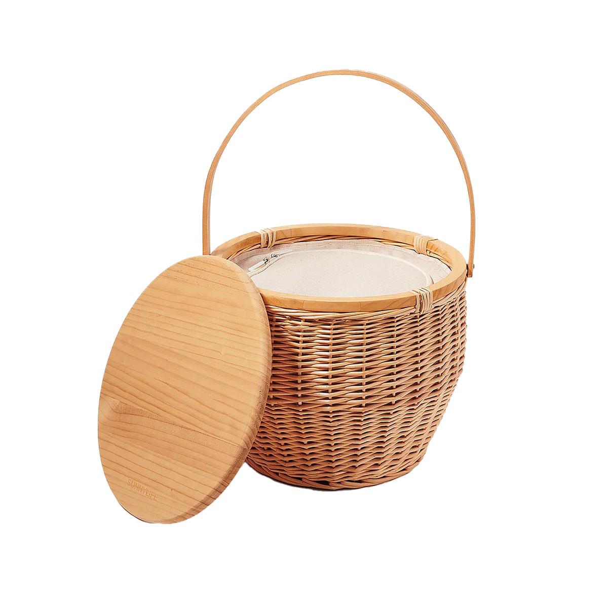 SUNNYLiFE Round Picnic Cooler Basket Natural