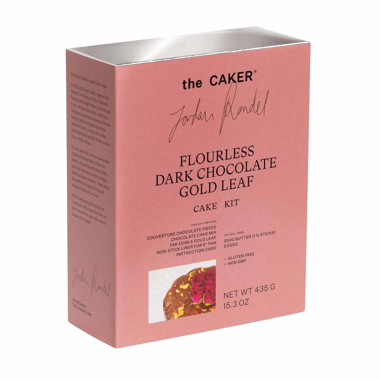 The Caker Flourless Dark Chocolate Gold Leaf Cake Kit