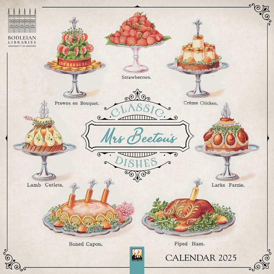 Bodleian Libraries Mrs Beetons Classic Dishes Wall Calendar 2025