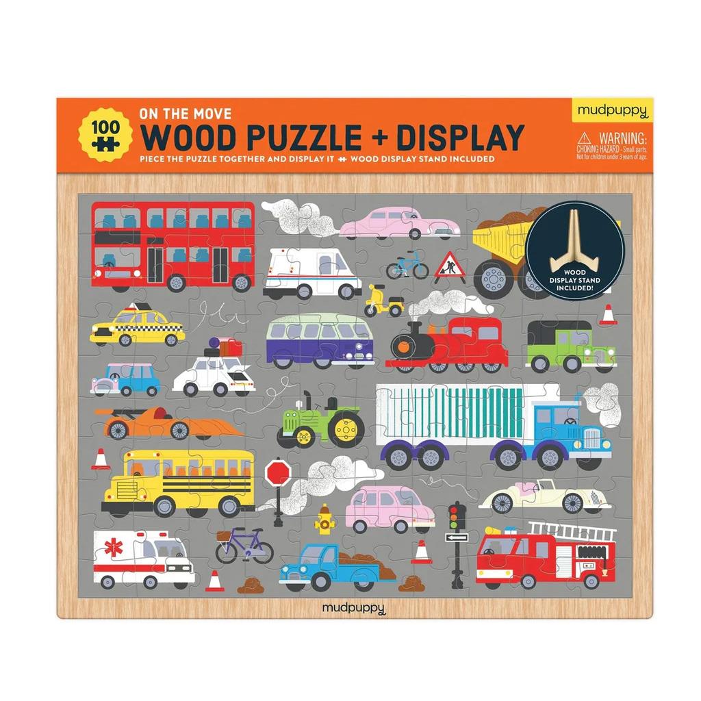 Mudpuppy Vehicles On The Move 100 Piece Wood Puzzle