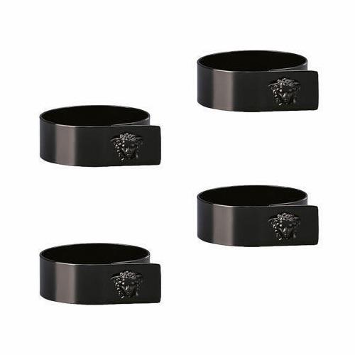 Versace Medusa Napkin Rings Set Of 4 Black