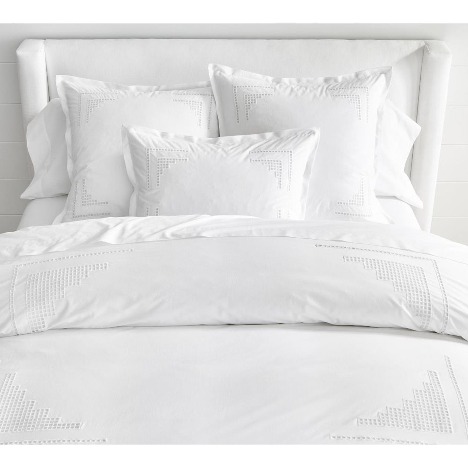 Pottery Barn Eyelet Duvet Cover White - King