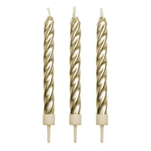 Wilton Twist Candles Gold With Holders 10Pk