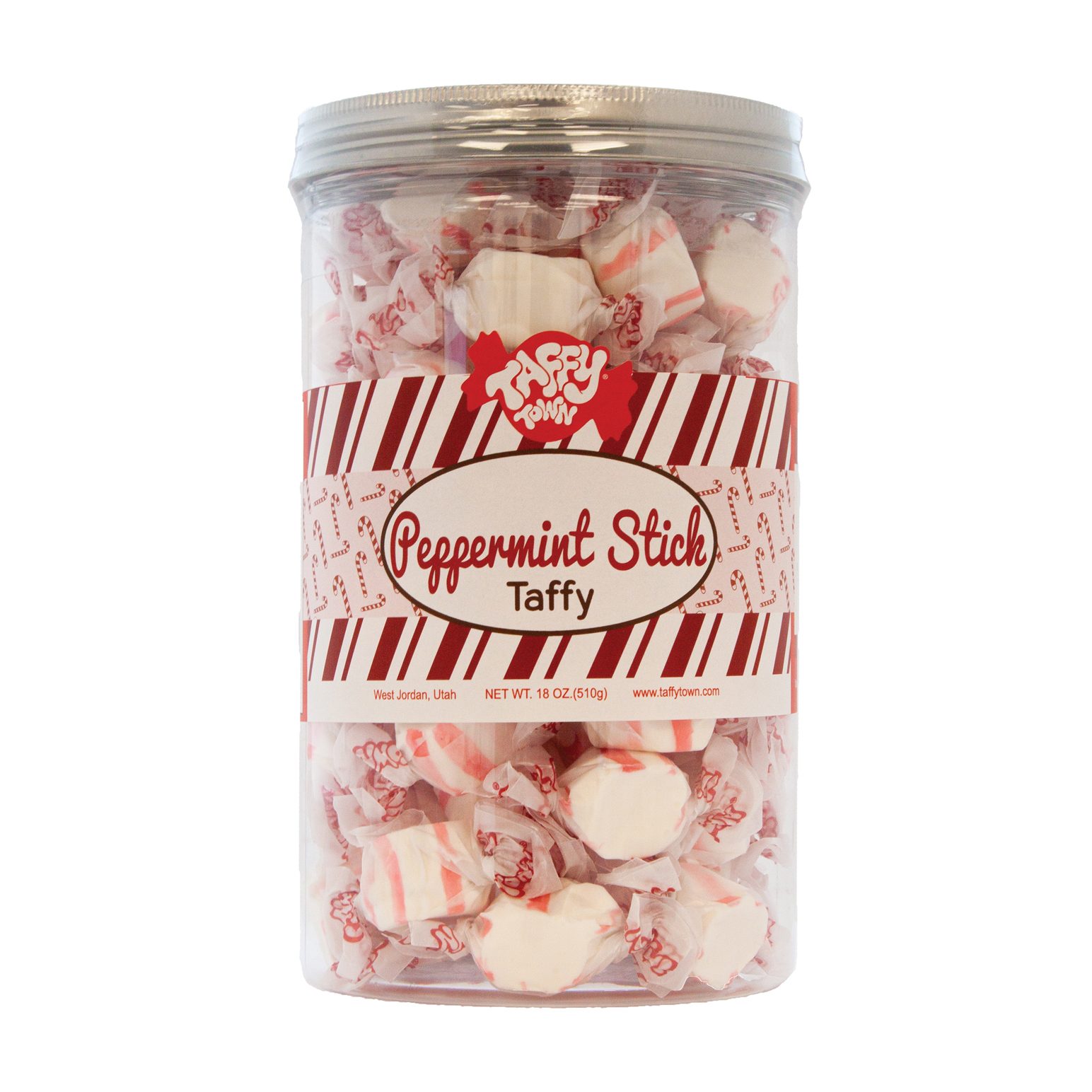 Taffy Town Peppermint Stick Taffy Gift Canister 510g