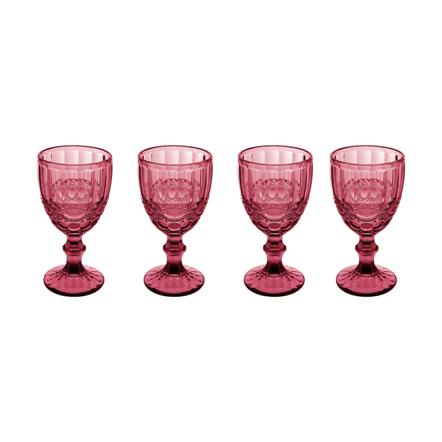 Casa Domani Gabriella Wine Glass 4Pc Pink Gift Boxed