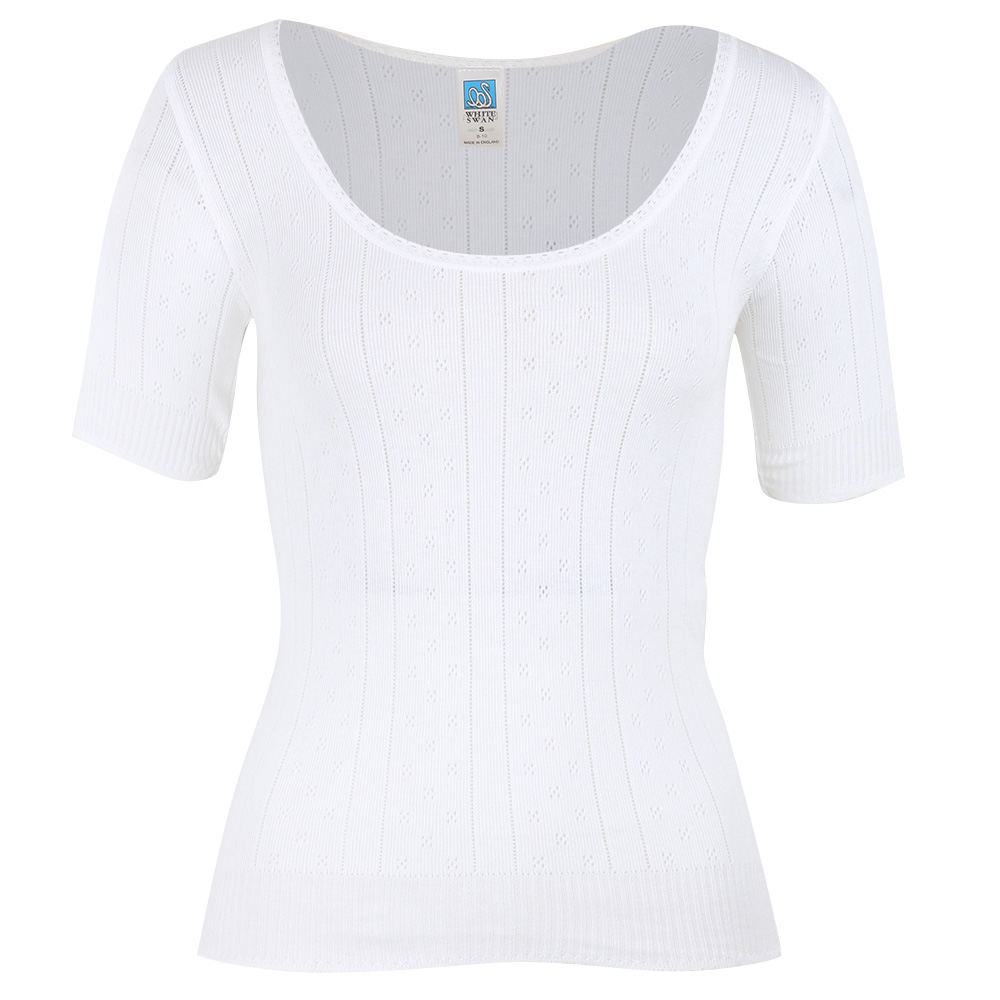 White Swan Pointelle Top Short Sleeve